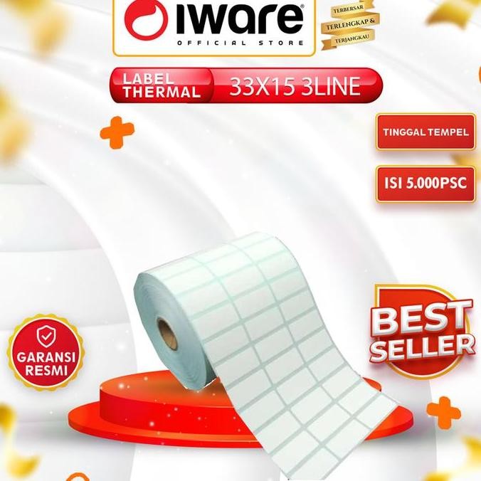 

Label Sticker Bar Thermal 33X15Mm 3 Line Core 1" Tinggal Tempel New Stok