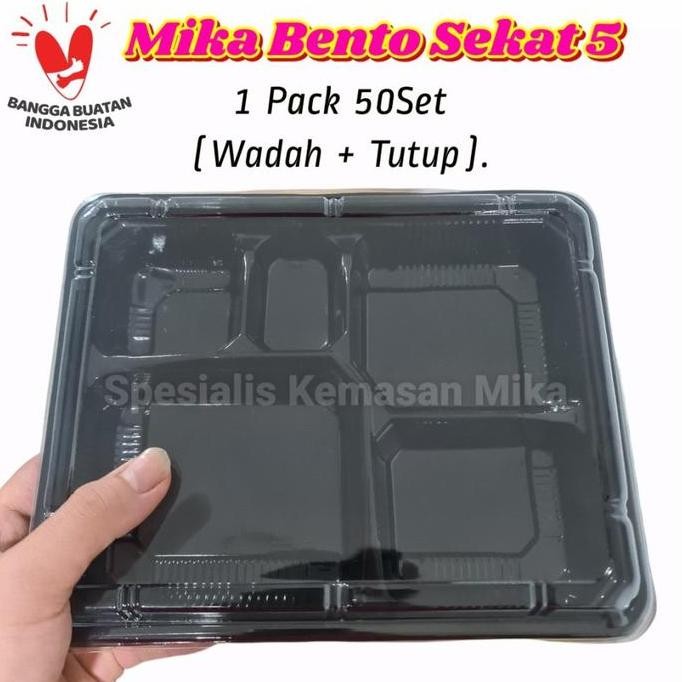 Mika Bento Sekat 5 Hips / Tray Bento / Box Bento Isi 50 Set