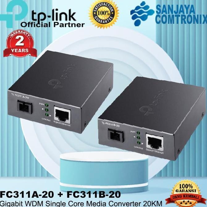 TERMURAH - TP-Link TL-FC311A-20 + FC311B-20 Gigabit WDM Media Converter