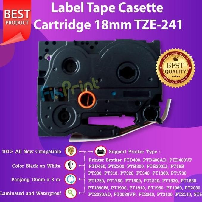 

Tze-241 Label Tape 18Mm Casette Black On White Tze241 Tze 241 New Stok