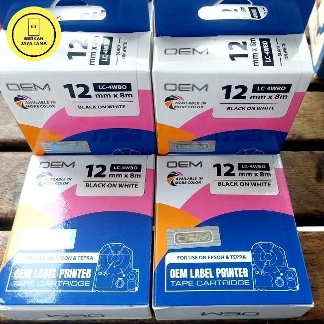 

Label Tape Cartridgelc Epson /Tepra Oem Lc4Wbo 12Mmx8M Blak White New Stok