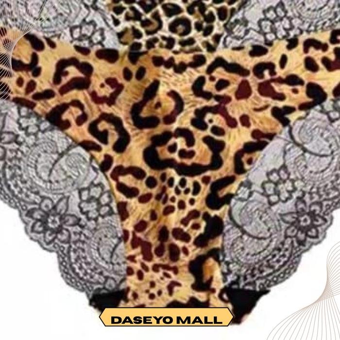 CD 981 KXF2 - CELANA DALAM LYCRA PADU LACE MOTIF LORENG COKLAT BESAR EKSLUSIF