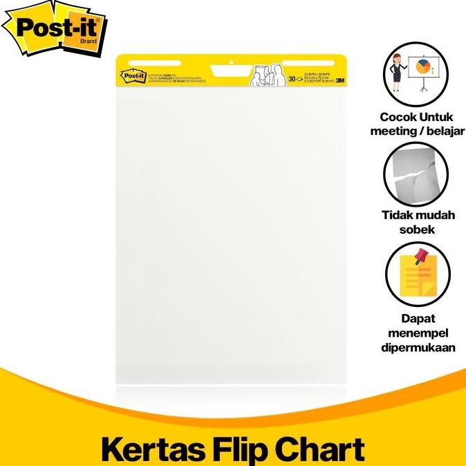 

NEW 3M Post-it Kertas Flip Chart Tempel 63.5 x 76.2 cm 30 Lembar 3M-559SS