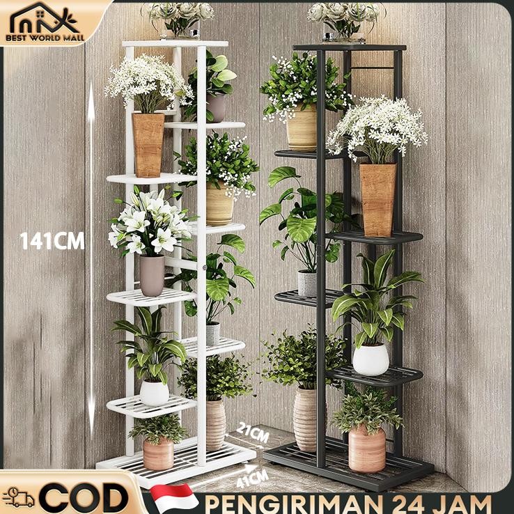 Rak Bunga Besi Rak Pot Bunga Rak Susun Penyimpanan Pot Bunga Besi Standing Pot Susun 3/6/8