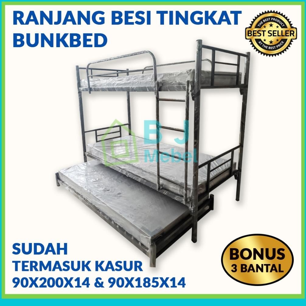 Ranjang Susun 3 Tingkat + Kasur Busa