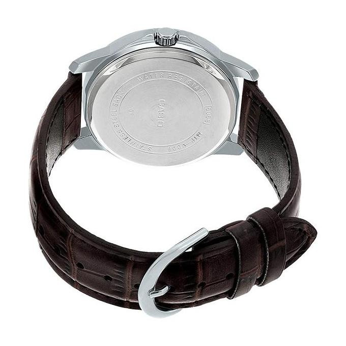 Murah Jam Tangan Pria Casio General Mtp-V300L-7Audf Men Silver Dial Brown Leather Strap
