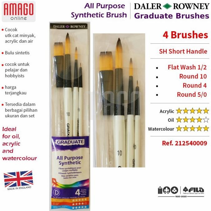 

KUAS DALER ROWNEY ISI 4 - GRADUATE SYNTHETIC BRUSH - WATERCOLOUR SET 4 AST