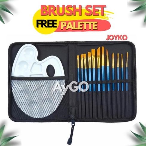 

JOYKO BRUSH SET / 12 KUAS LUKIS SET + PALLETE FREE STORAGE BAG / JOYKO BRS-7 AST
