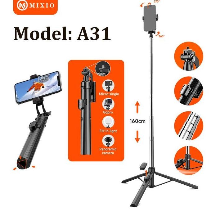 Mixio A31 Tongsis Bluetooth Selfie Stick Tripod