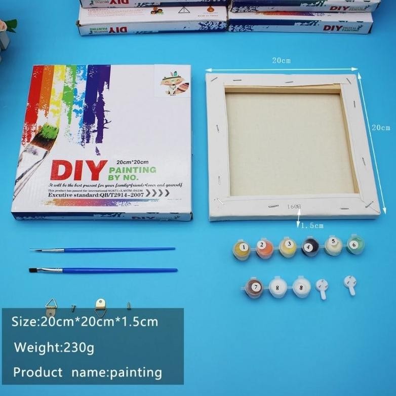 

Painting by number 20x20cm With Frame + Color Box Lukisan Cat AST