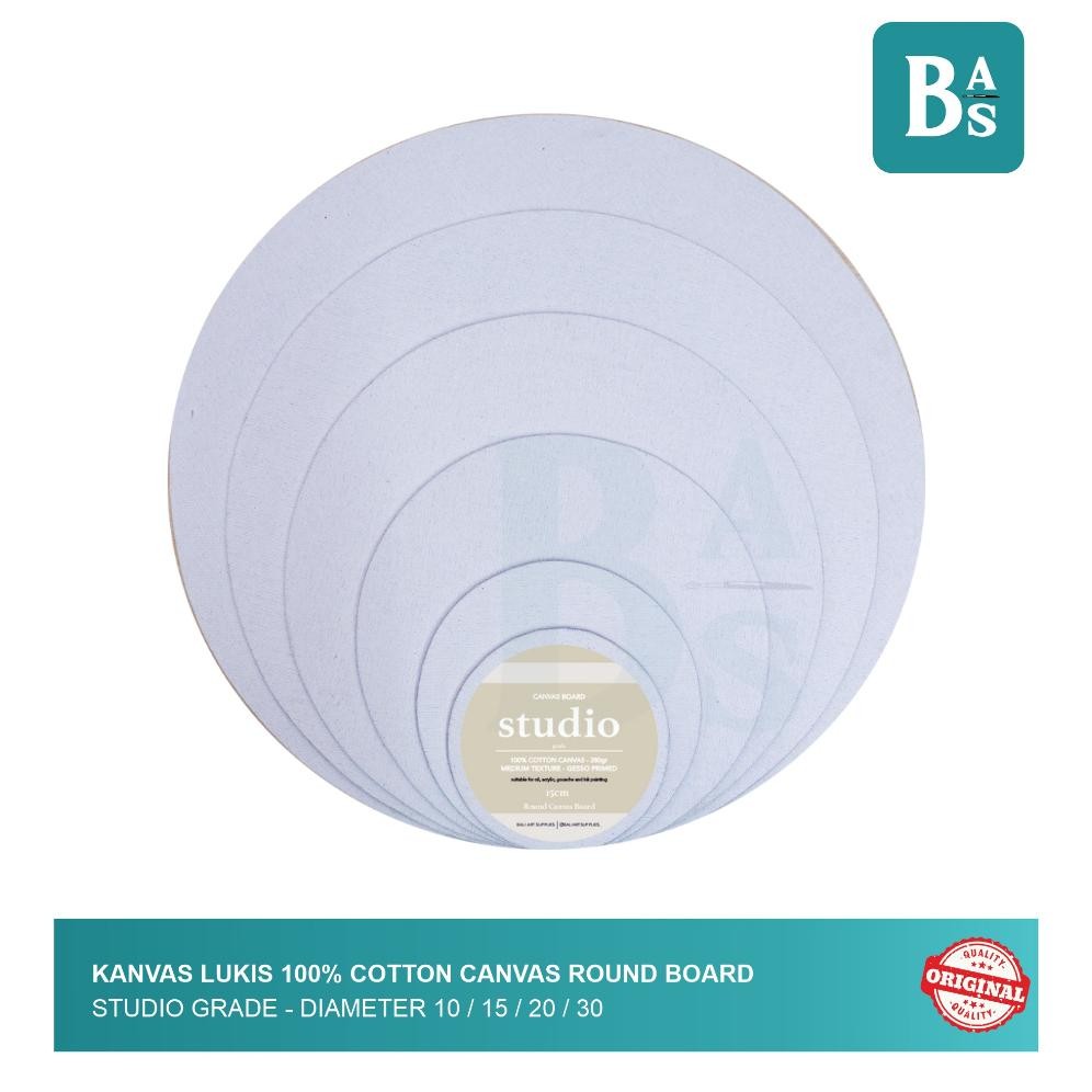 

Bali Art Supplies - Kanvas Lukis 100% Cotton Canvas Round Board Studio Grade - Diameter 10/15/20/30 AST