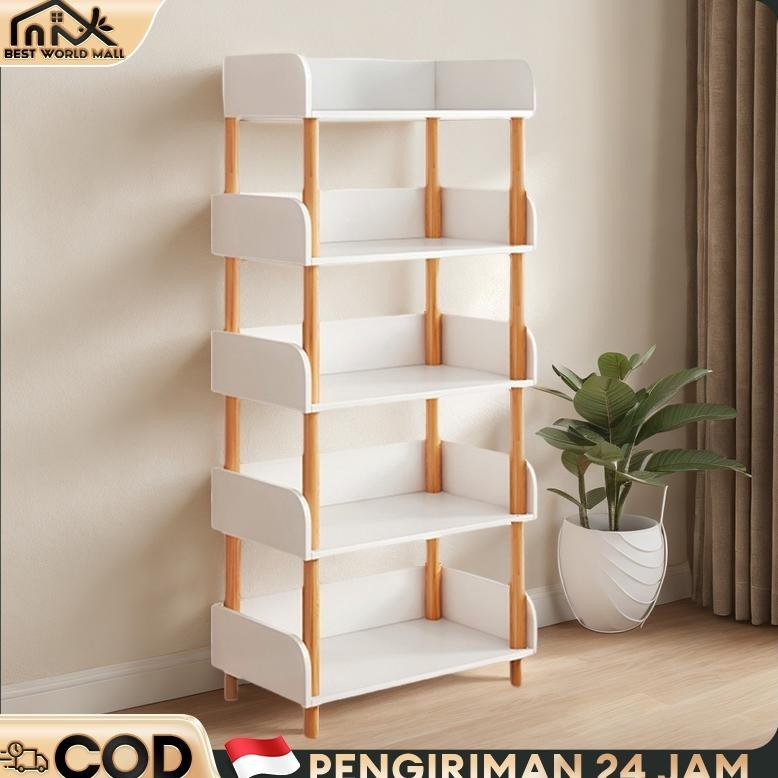 Rak Buku Minimalis 6 Tingkat Rak Makanan Ringan Lemari Buku Kayu Rak Buku Minimalis Kayu