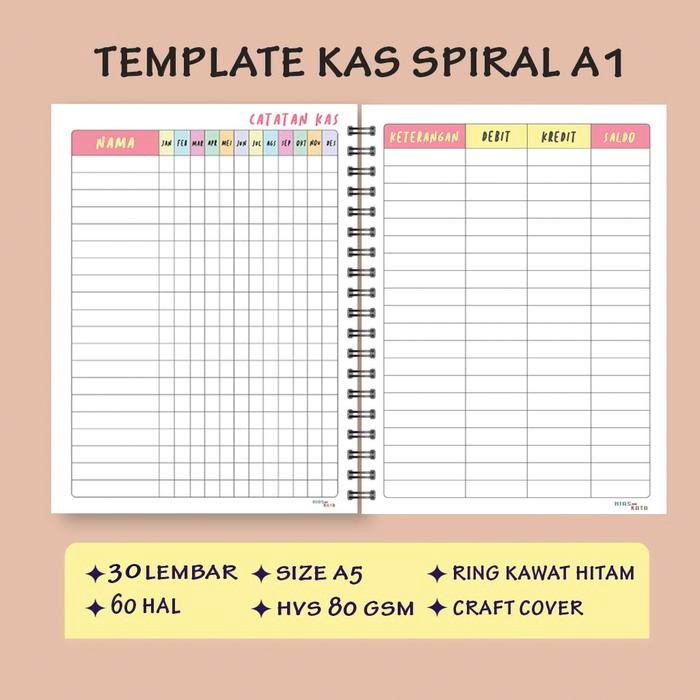 

Buku Kas Catatan Keuangan Pastel Color A5 Jilid Spiral 100 Halaman Paper #Gratisongkir