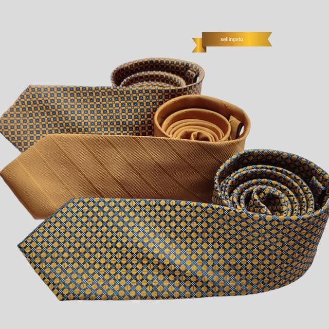 Dasi pria dasi panjang coklat gold dasi mewah pria kwalitas premium