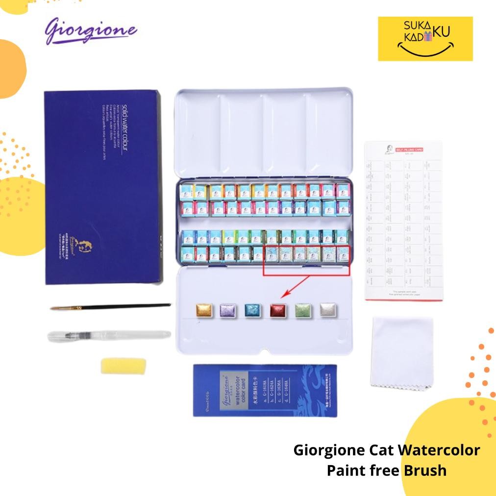 

Giorgione Cat Air Watercolor Paints Free Brush 48 Colors AST