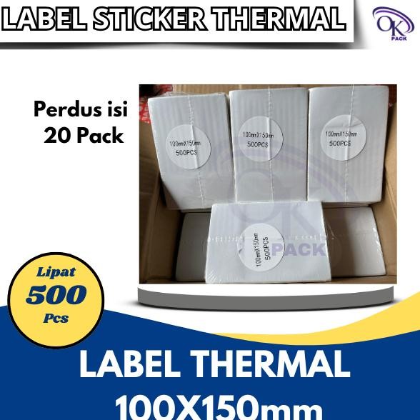 

LABEL STICKER THERMAL & CONTINOUS PAPER THERMAL,STICKER THERMAL, LABEL STICKER, STICKER RESI 100 X 150 mm 100x150 4x6" isi 500pcs ukuran A6 (1dus isi 20) AST