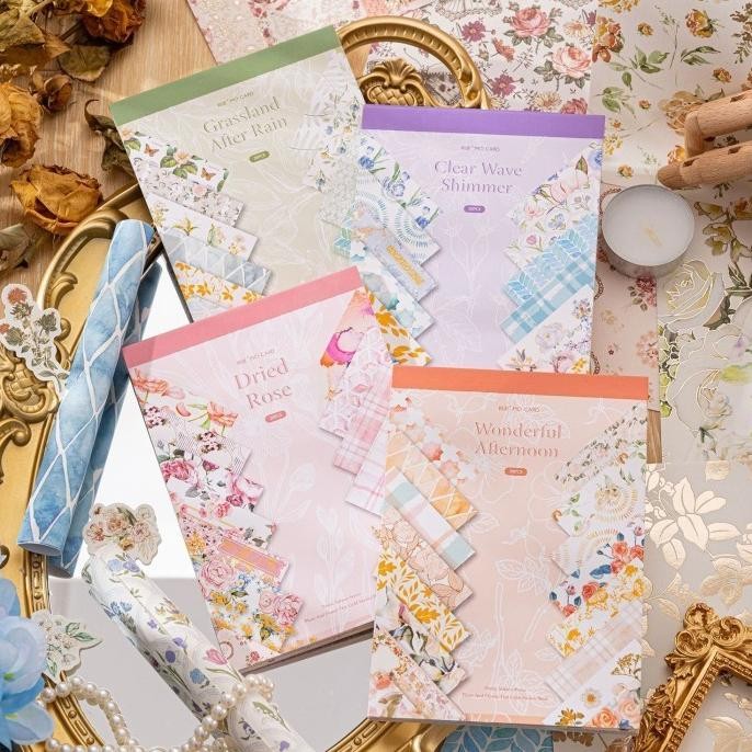 

Kertas Karton Scrapbook FLOWER PATTERN WITH GOLD FOIL Art Paper DIY AST