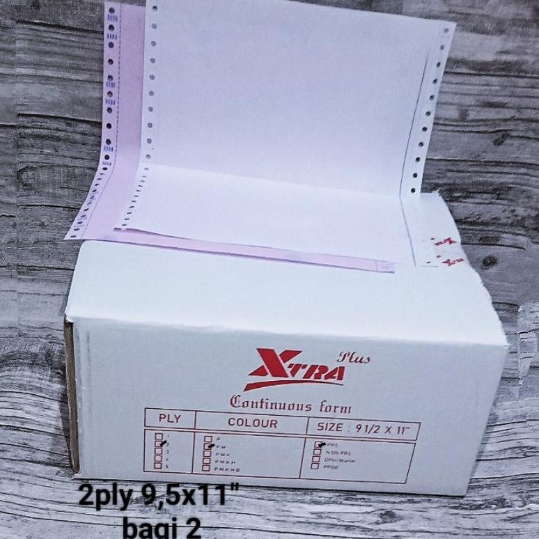 

kertas continuousform 2ply 9,5x11" dibagi 2 AST
