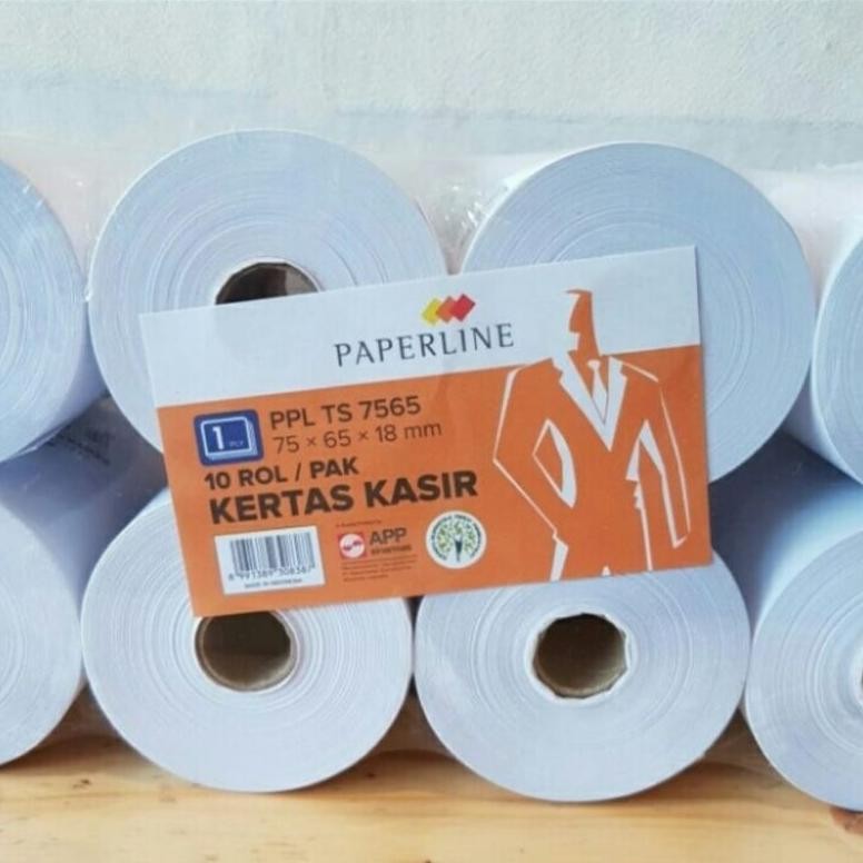 

Paperline Kertas Kasir / Struk / Paper Roll TS 75 x 65 x 18mm / 1 ply - Pack isi 10 roll. AST