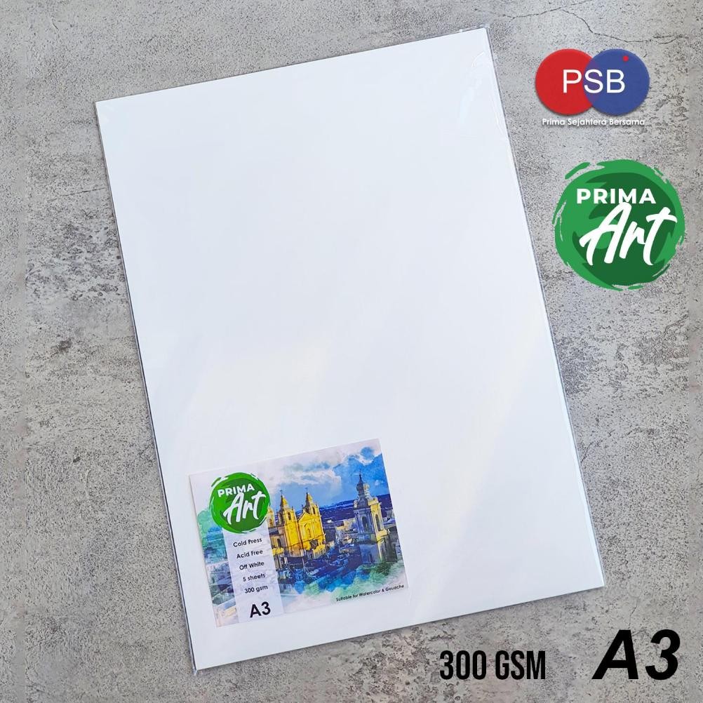 

Prima Art Watercolor Paper A3 (300 gsm) 5 sheets / Kertas Cat Air AST