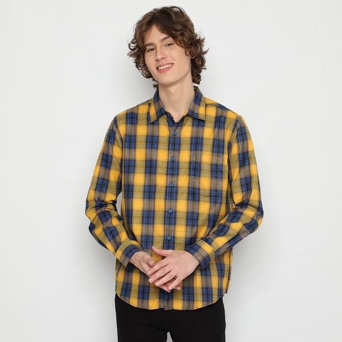 Platini Kemeja Flanel Pria Lengan Panjang Kuning 76353