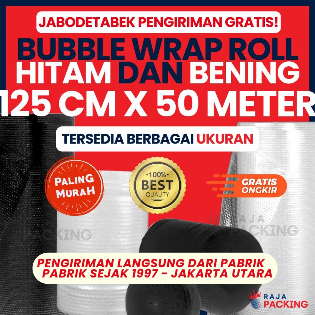 

Bubble Wrap Roll 125CM X 50M Ekonomis Super Premium Bening Hitam Tebal AST