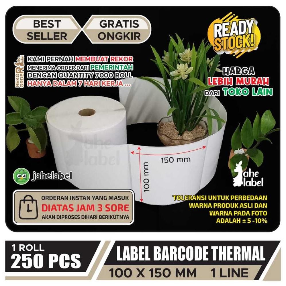 

LABEL BARCODE 100X150 MM DIRECT THERMAL LABEL STIKER THERMAL 10X15 CM ISI 250 PCS AST