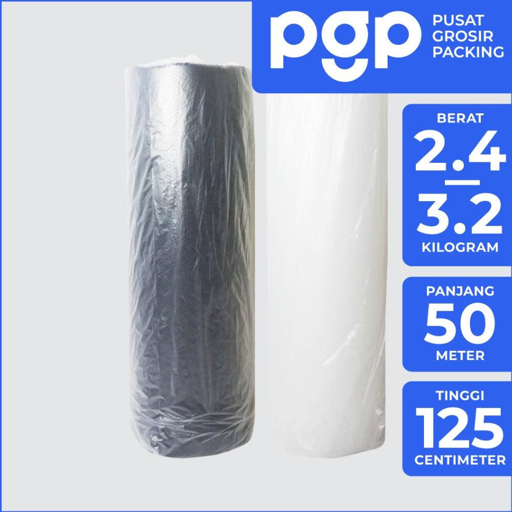 

Bubble Wrap Hitam / Bening Aneka Ukuran 2.4-3.2KG 125CM X 50M - Dengan Core - Plastik Buble/Bubel Packing AST