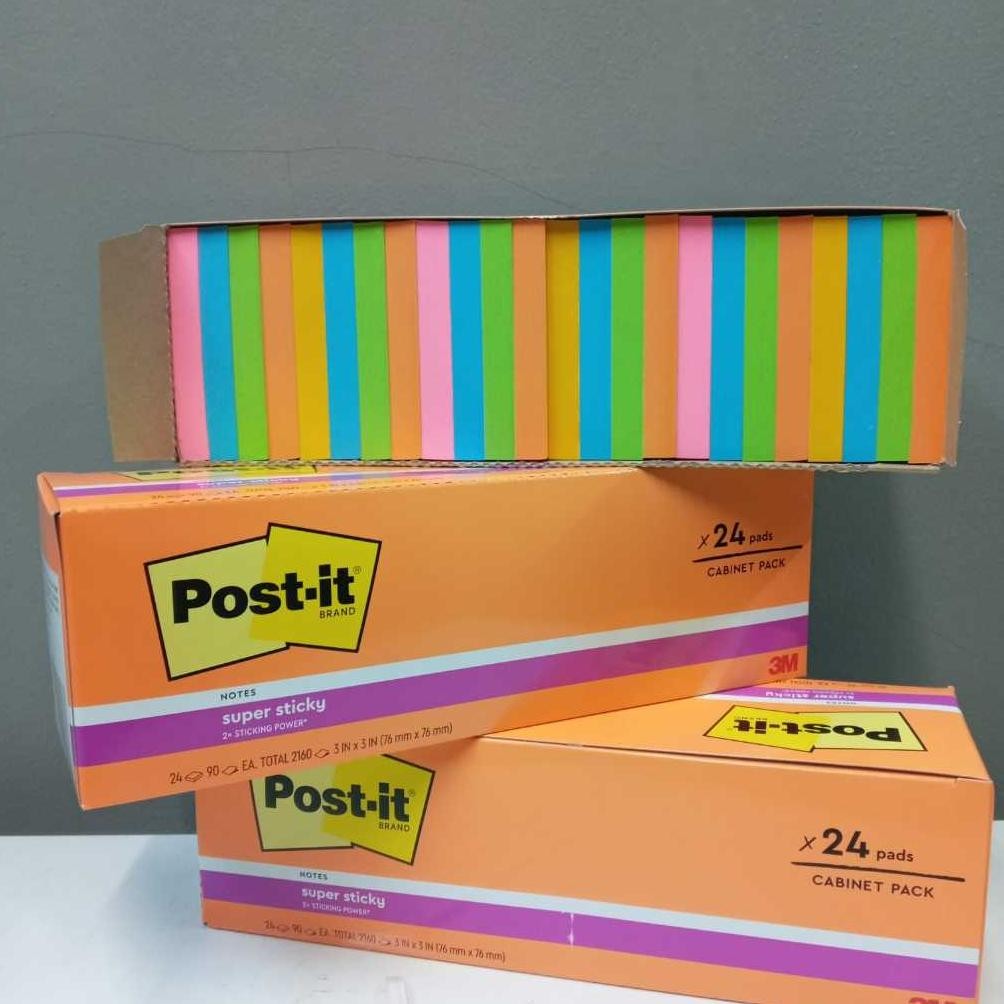 

3M Post It Super Sticky Notes 654-24SSAU 1 box isi 24 pad AST