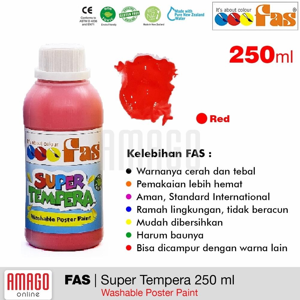 

FAS Super Tempera Washable Poster Paint Cat Lukis Cepat Kering Sekolah 250 ml - warna Brilliant Red AST