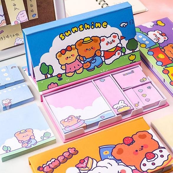 

sticky notes kartun box catatan tempel spring outing bear (3H1)sno067 AST