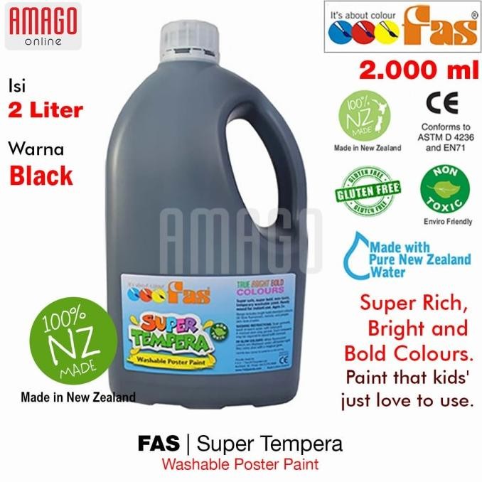 

Cat Poster Lukis FAS Super Tempera Washable Poster Paint 2 liter - Black 099 AST