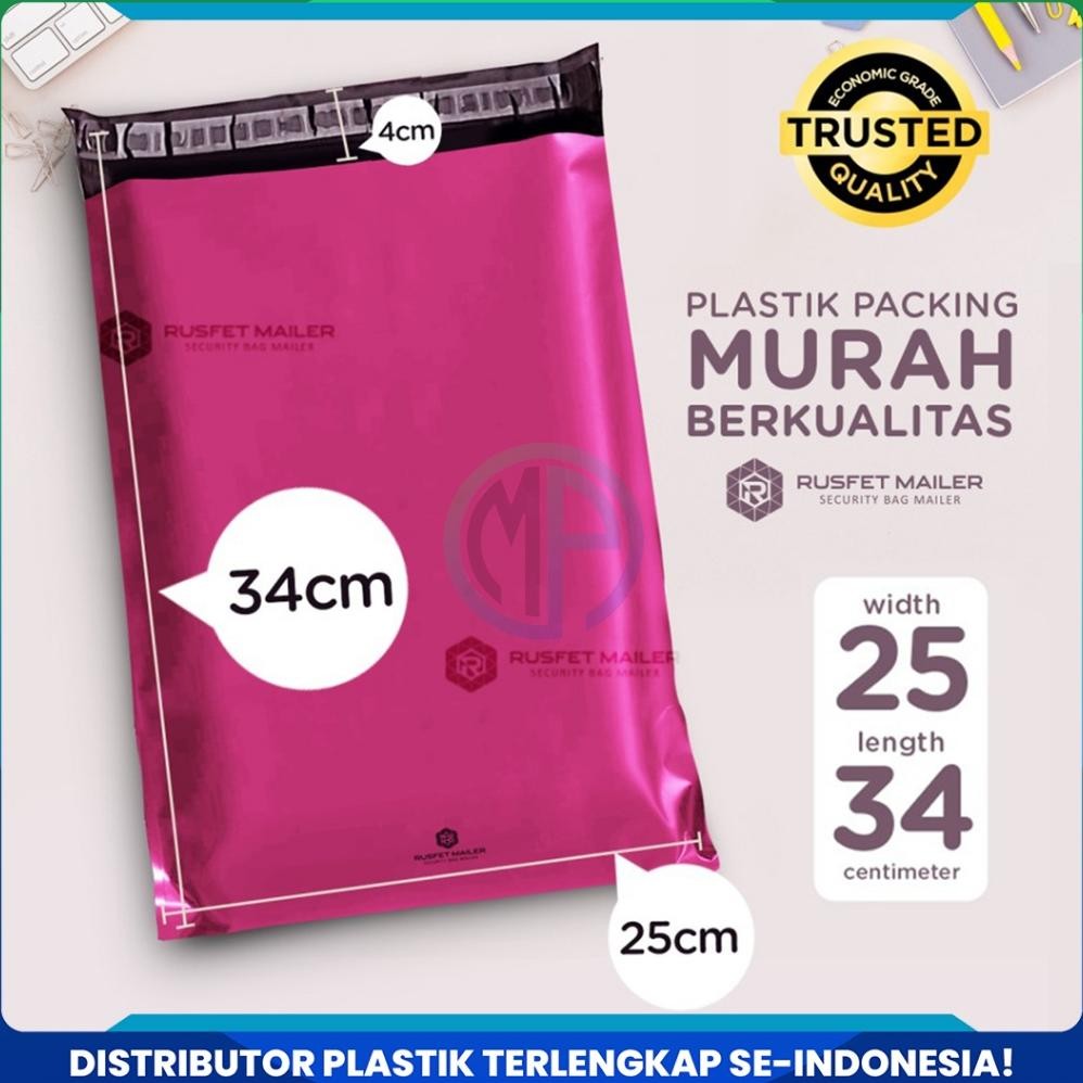 

Amplop Plastik Polymailer Pink 25cm x 35cm Low Cost Plastic Packing Polos Online shop Rusfet Murah AST