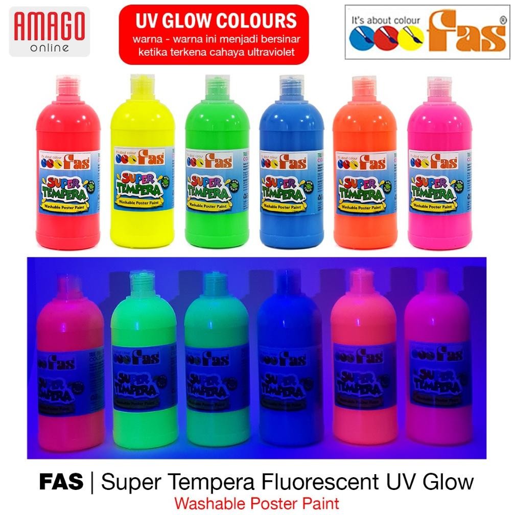 

Cat Poster Lukis FAS Super Tempera Fluorescent UV Glow Paint - 500 ml - Harga Satuan - Pilih Warna AST