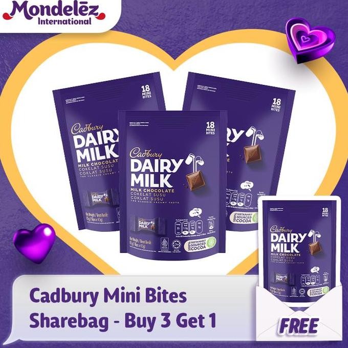 

Cadbury Dairy Milk Cokelat Mini Bites Sharebag Isi 18 - Buy 3 Get 1