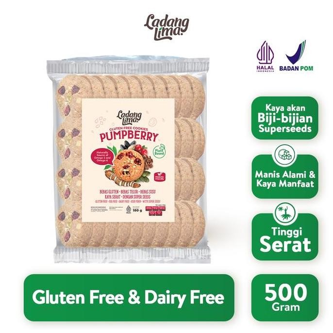 

[Free Blackmond Sachet] Pumpberry 500G - Cookies Gluten Free Ladang Lima Snack Kering Manis
