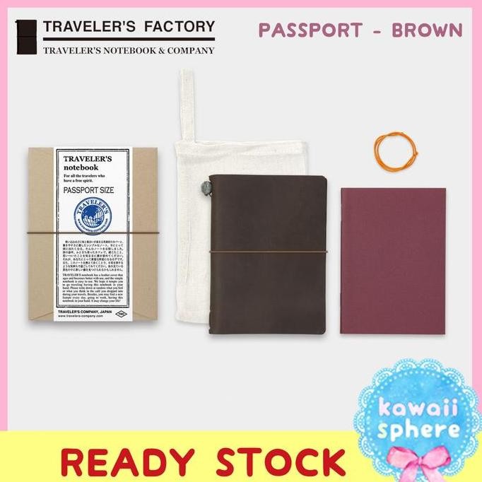 

Travelers Notebook Kit Passport Size | Brown | Stock Handcarry Jepang | Traveler'S Notebook Cover + Refill Set Co