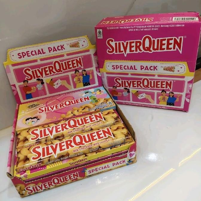 

10 Pcs Silverqueen Besar Mede/Almond 55G Isi 5 X 2 Pcs (= 10 Pcs) - Silverqueen 55G Chocolate Cokelat Cemilan Manis Coklat