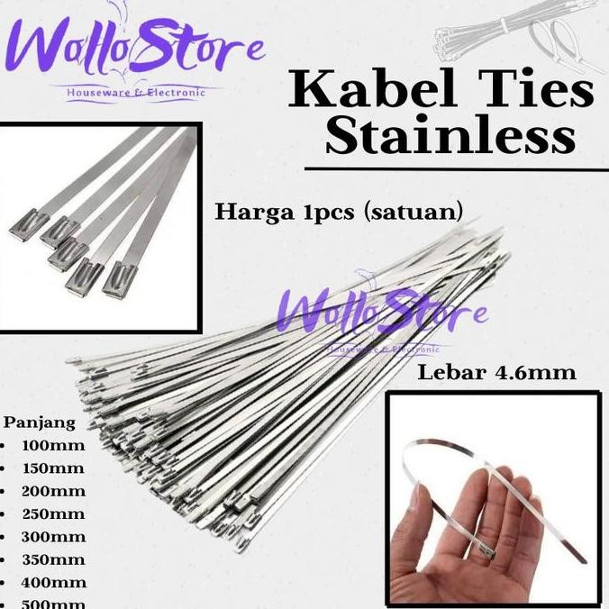 

Kabel Ties Stainless 304 / Tali Pengikat Stainles 4.6Mm (Harga Satuan) Cable Baja Co