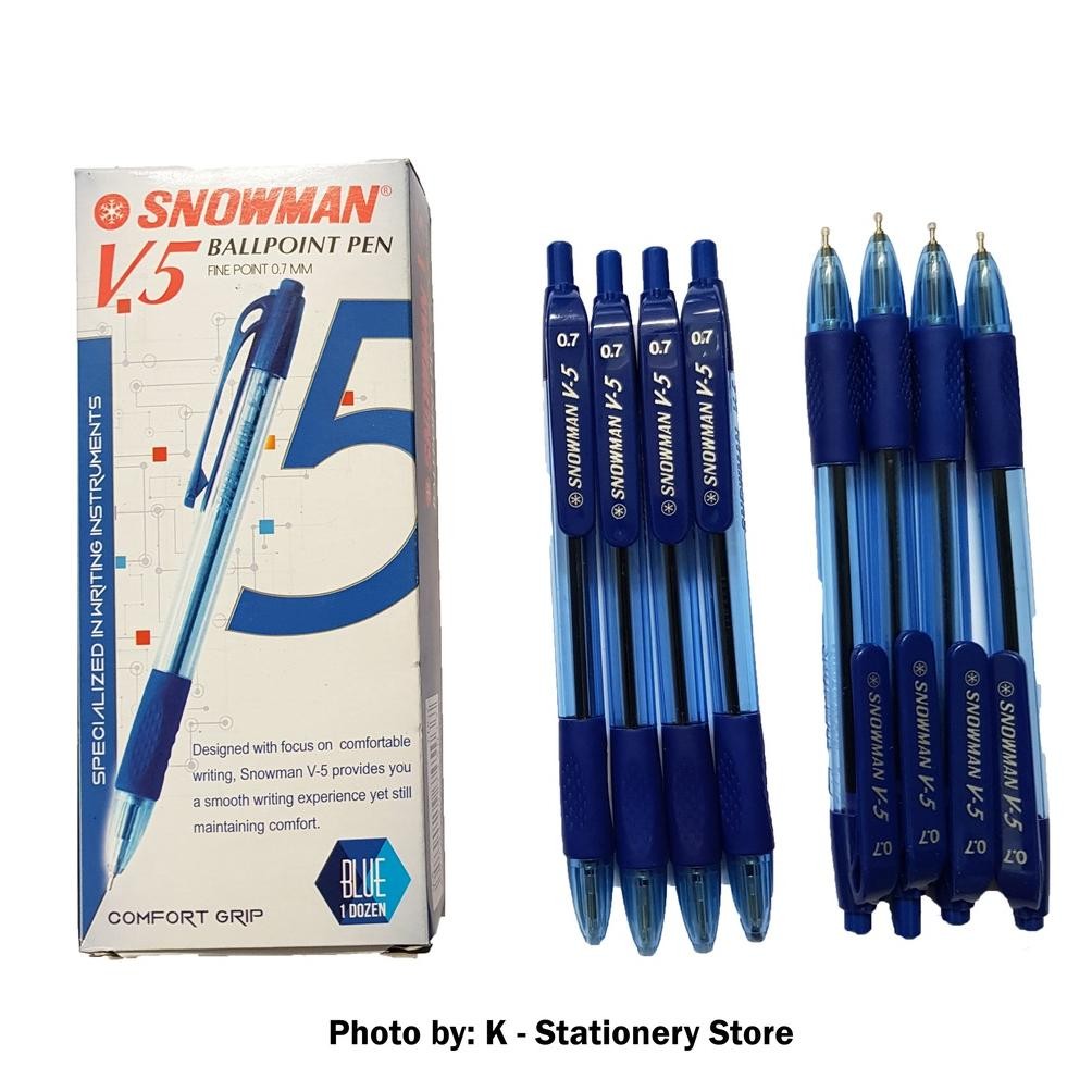 

[Lusin] Bolpen Snowman Original Ballpoint Pen V-5 (Hitam / Biru / Merah) [Lusin]