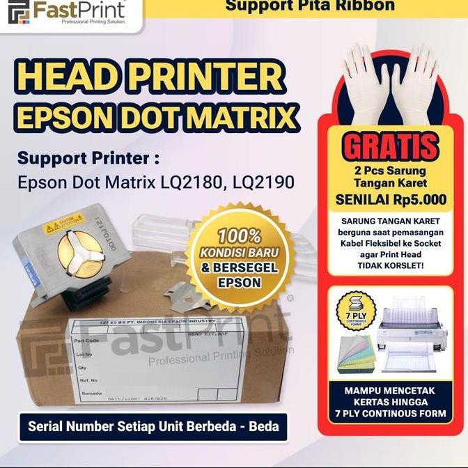 Head Print Printer Epson Dot Matrix Lq2180 Lq2190 Original New Stok