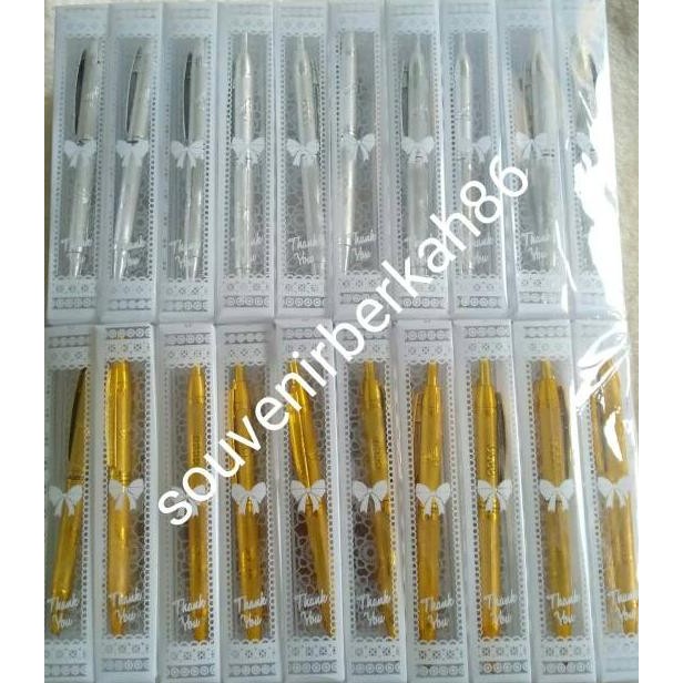 

Isi 50 pcs Pulpen Emas perak Kemas Mika MOTIF Souvenir Pernikahan Khitanan sunatan Ultah