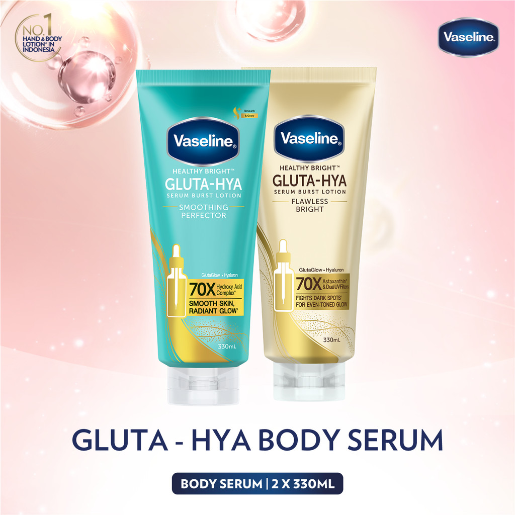 Vaseline Gluta Hya Smoothing 330ml + Vaseline Gluta Hya Flawless Bright 330ml