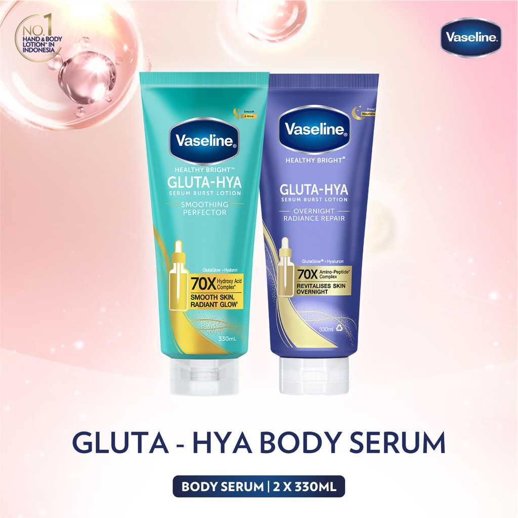 Vaseline Gluta Hya Smoothing 330ml + Vaseline Gluta Hya Overnight 330ml