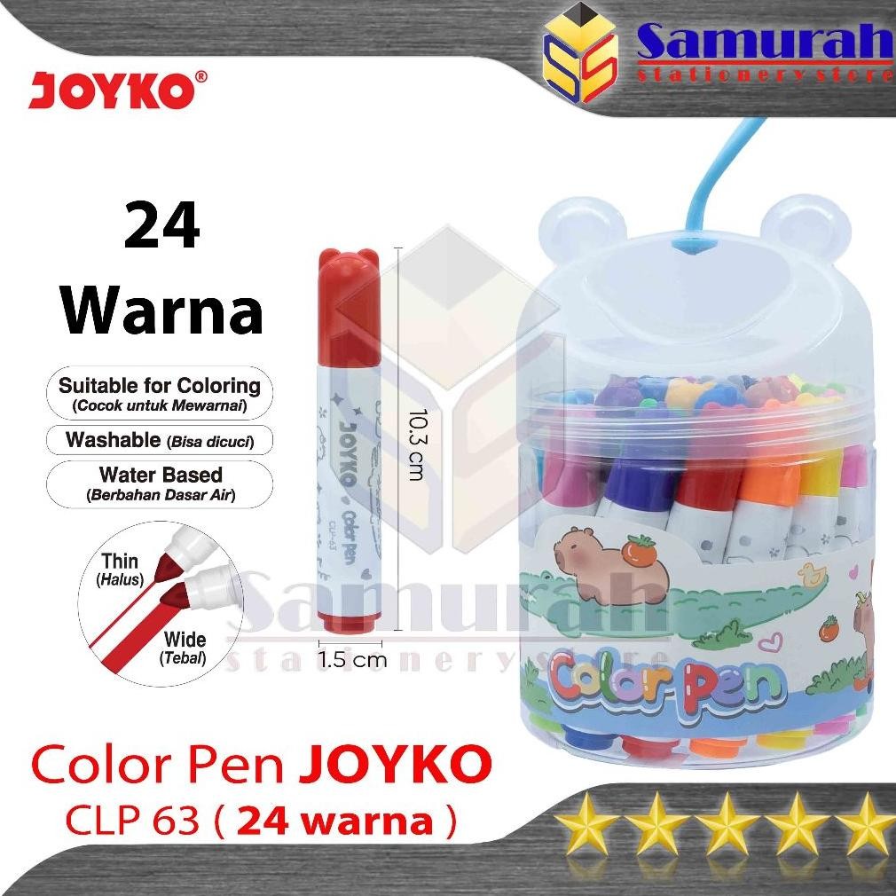 

Color Pen Joyko CLP 63 24 Washable / Spidol 24 Warna CLP-63 Tulis Bisa Cuci / Pena berwarna