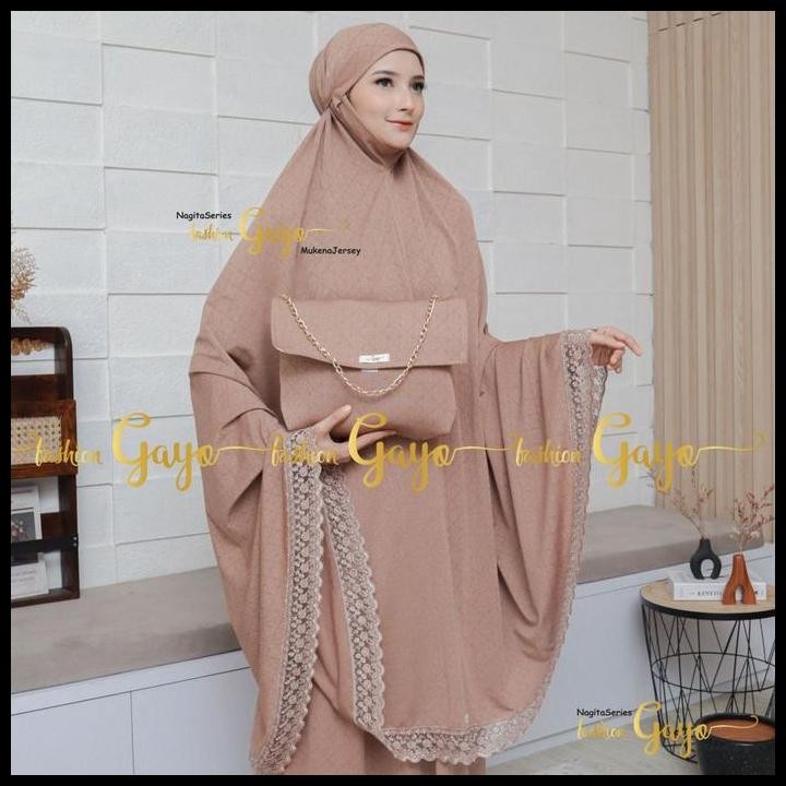 Terlaris MukenaGAYO, Mukena Dewasa Bahan Jersey Jaguard Jumbo Renda Mewah Menutup Dagu Tertutup Nagi
