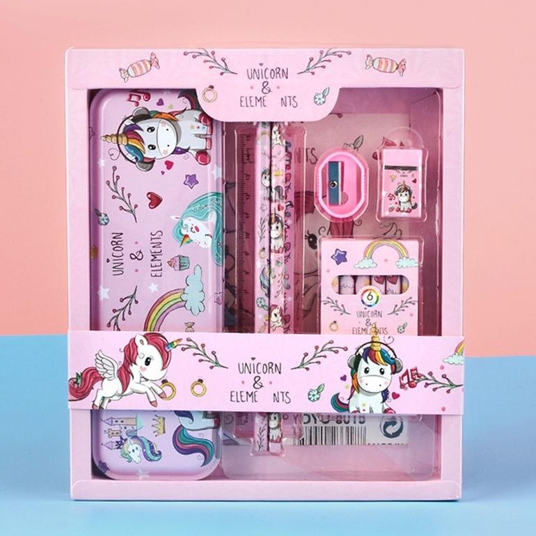 

If56 Alat Tulis Set Paket Komplit 8 In 1 / Stationery Complete Lengkap / Kotak Pensil Anak / Souvenir Hadiah Kado / Sekolah Karakter Kartun Lucu Animal Hewan / Perlengkapan Tulis If56
