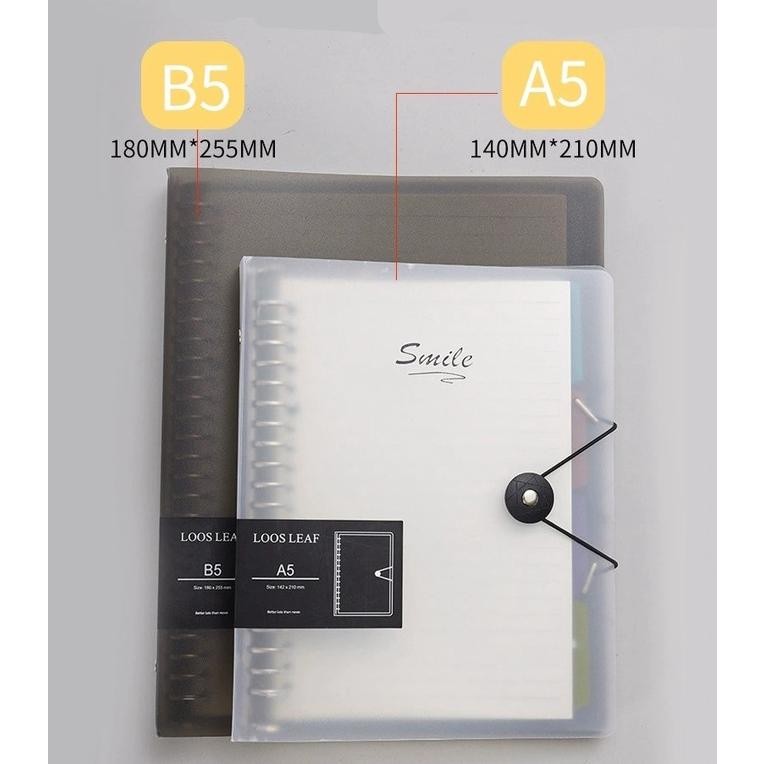 

Smile Binder Transparan Black and White ( Loose Leaf + Pembatas Plastik ) - A5 ~ B5