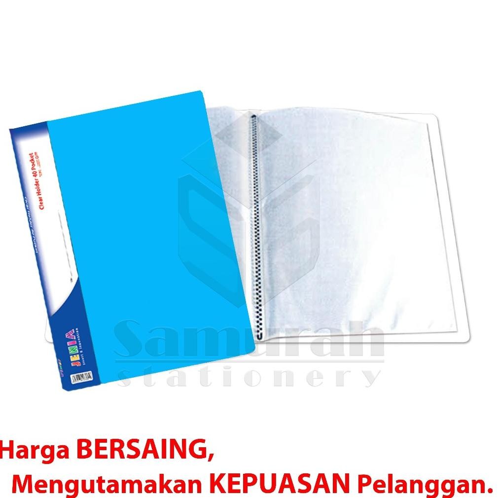 

Map Clear Holder 100 Pocket Polos Folio Jenia / Album Plastik isi 100 lembar Kantong Bening / Map Katalog List Harga Warna Merah Biru Kuning Hijau HItam