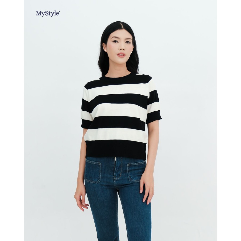 MyStyle Aubri Knit Top | Atasan Blouse Rajut Lengan Pendek | Hello Spring | Mystylefashion.id